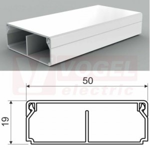 Lišta v 20xš 50 LHD 50X20/1_HD (2m karton) hranatá, jedna přepážka, bílá RAL9003