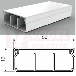 Lišta v 20xš 50 LHD 50X20/2_HD (2m karton) hranatá, plast, dvě přepážky, bílá RAL9003