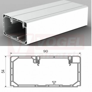 Lišta v 55xš 90 PK 90X55 D HF_HD (2m karton) parapetní dutý, bezhalogenový, bílý RAL9003