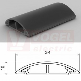 Lišta v 10xš 35 LO 35_L2 (2m karton) přechodová (oblá), tmavě šedá, samolepící páska