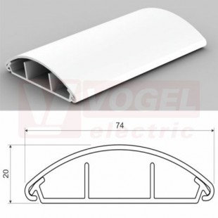 Lišta v 20xš 74 LO 75_P2 (2m karton) přechodová (oblá), bílá, samolepící páska