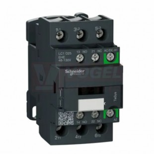 LC1D25EHE    Stykač 3P 25A AC-3, 130V AC/DC, pom.kont. 1"Z"+1"V" šroub.svorky s elektronicky řízenou cívkou