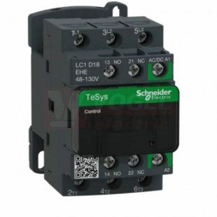 LC1D18EHE   Stykač 3P 18A AC-3, 130V AC/DC,  pom.kont. 1"Z"+1"V" šroub.svorky s elektronicky řízenou cívkou