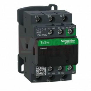 LC1D12KUE    Stykač 3P 12A AC-3, 250V AC/DC, pom.kont. 1"Z"+1"V" šroub.svorky s elektronicky řízenou cívkou