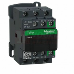 LC1D09BNE   Stykač  3P 9A AC-3, 60V AC/DC, pom.kont. 1"Z"+1"V" šroub.svorky s elektronicky řízenou cívkou