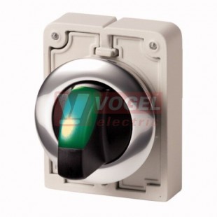 M30C-FWLK-G Ovládací hlavice přepínače, prosvětlená, 2 polohové, bez aretace, kroužek kovový, 40st, zelená (187121)