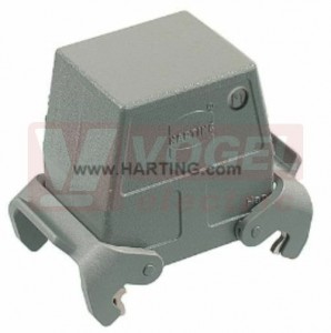 19200320537 Han A kryt konektoru, Standard hoods/housings, vel.32A, 2-třm., spojkový, úhlový, vysoké provedení, Han-Easy Lock, M32, RAL7037