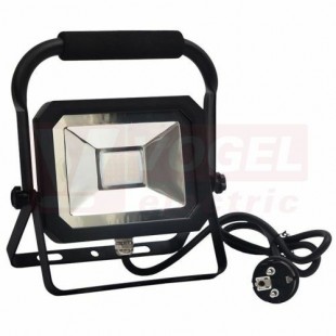 Svítidlo LED reflektorové  20W, MULTI CHIPS LED, slim,  F01-20/4000K/PS, 1400lumen, černý, IP44, přesnosný s rukojetí, flexošňůra 1,2m, rozměr 165x125x23mm (LF1022H)