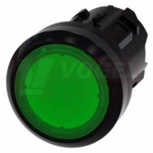 3SU1001-0AB40-0AA0 tlačítko, osvětlené, 22 mm, kulaté, plast, zelená, stiskací knoflík, nízký hmatník