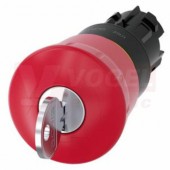 3SU1000-1HF20-0AA0 hřibové tlačítko nouzového zastavení, 22 mm, kulaté, plast, červená, se zámkem RONIS
