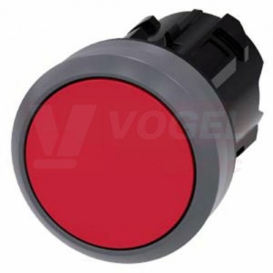 3SU1030-0AB20-0AA0 tlačítko, 22 mm, kulaté, plast s kovovým čelním kroužkem, červené, nízký hmatník