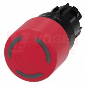 3SU1001-1GB20-0AA0 hřibové tlačítko nouzového zastavení, osvětlené, 22 mm, kulaté, plast, červená, 30 mm