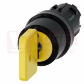 3SU1000-4JL11-0AA0 klíčový spínač O.M.R, 22 mm, kulatý, plast, žlutá barva, vytažení klíče I+O+II