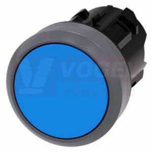 3SU1030-0AB50-0AA0 tlačítko, 22 mm, kulaté, plast s kovovým čelním kroužkem, modré, nízký hmatník