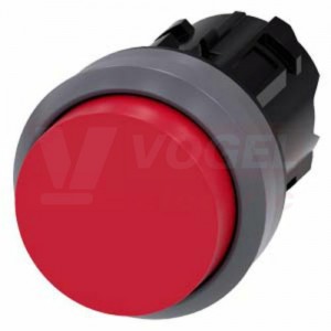 3SU1030-0BB20-0AA0 tlačítko, 22 mm, kulaté, plast s kovovým čelním kroužkem, červené, vysoký hmatník