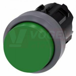 3SU1030-0BB40-0AA0 tlačítko, 22 mm, kulaté, plast s kovovým čelním kroužkem, zelené, vysoký hmatník