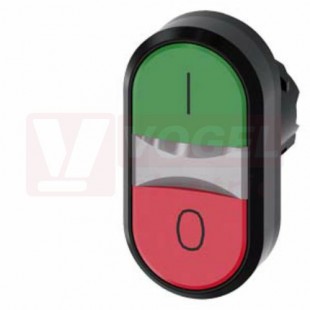 3SU1001-3AB42-0AK0 dvojtlačítko, osvětlené, 22 mm, oválné, plast, zelená barva: I, červená: O, nízký hmatník