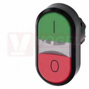 3SU1001-3AB42-0AK0 dvojtlačítko, osvětlené, 22 mm, oválné, plast, zelená barva: I, červená: O, nízký hmatník