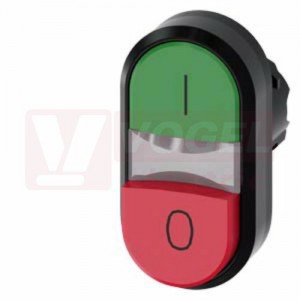 3SU1001-3BB42-0AK0 dvojtlačítko, osvětlené, 22 mm, oválné, plast, zelená barva: I, červená: O