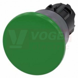 3SU1030-1BD40-0AA0 hřibové tlačítko, 22 mm, kulaté, plast s kovovým čelním kroužkem, zelená, 40 mm
