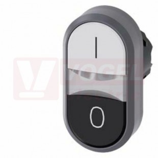 3SU1030-3AB61-0AK0 dvojtlačítko, 22 mm, kulaté, plast s kovovým čelním kroužkem, bílá: I, černá: O, nízký hmatník