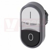 3SU1030-3AB61-0AK0 dvojtlačítko, 22 mm, kulaté, plast s kovovým čelním kroužkem, bílá: I, černá: O, nízký hmatník