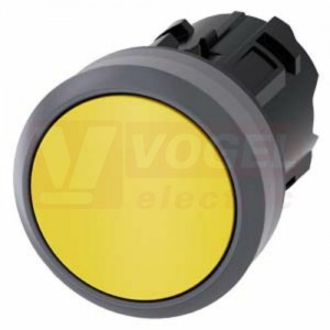 3SU1030-0AA30-0AA0 tlačítko, 22 mm, kulaté, plast s kovovým čelním kroužkem, žluté, nízký hmatník