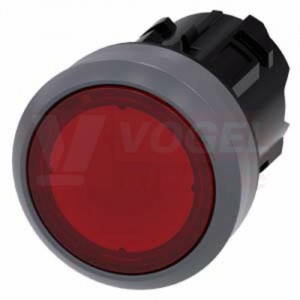 3SU1031-0AB20-0AA0 tlačítko, osvětlené, 22 mm, kulaté, kovový čelní kroužek, červené, stiskací knoflík, nízký hmatník