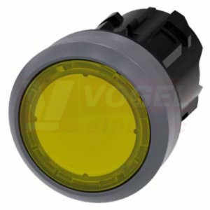 3SU1031-0AB30-0AA0 tlačítko, osvětlené, 22 mm, kulaté, kovový čelní kroužek, žlutá barva, stiskací knoflík, nízký hmatník