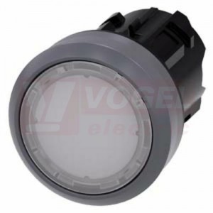 3SU1031-0AB60-0AA0 tlačítko, osvětlené, 22 mm, kulaté, kovový čelní kroužek, bílé, stiskací knoflík, nízký hmatník