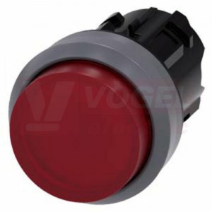3SU1031-0BB20-0AA0 tlačítko, osvětlené, 22 mm, kulaté, kovový čelní kroužek, červené, stiskací knoflík, vysoký hmatník