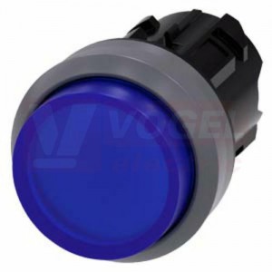 3SU1031-0BB50-0AA0 tlačítko, osvětlené, 22 mm, kulaté, kovový čelní kroužek, modré, stiskací knoflík, vysoký hmatník