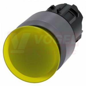 3SU1031-1AA30-0AA0 hřibové tlačítko, osvětlené, 22 mm, kulaté, kovový čelní kroužek, žlutá barva, 30 mm