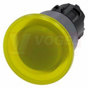 3SU1031-1BD30-0AA0 hřibové tlačítko, osvětlené, 22 mm, kulaté, kovový čelní kroužek, žlutá, 40 mm