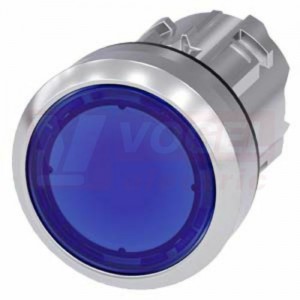 3SU1051-0AB50-0AA0 tlačítko, osvětlené, 22 mm, kulaté, kov, s vysokým leskem, modré, stiskací knoflík, nízký hmatník