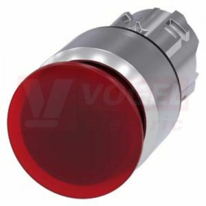 3SU1051-1AA20-0AA0 hřibové tlačítko, osvětlené, 22 mm, kulaté, kov, s vysokým leskem, červená, 30 mm