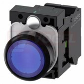 3SU1102-0AB50-3BA0 tlačítko, osvětlené, 22 mm, kulaté, plast, modrá, pružinové svorky 1 NO, AC/DC 24V