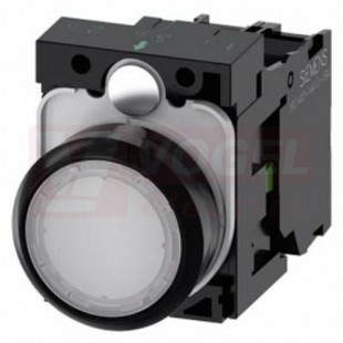 3SU1102-0AB60-1BA0 tlačítko, osvětlené, 22 mm, kulaté, plast, bílá, s nízkým hmatníkem, 1 NO, AC/DC 24V