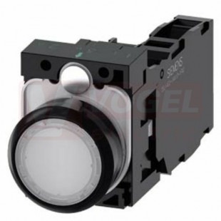3SU1102-0AB60-1FA0 tlačítko, osvětlené, 22 mm, kulaté, plast, bílá, 1 NO + 1 NC, AC/DC 24V