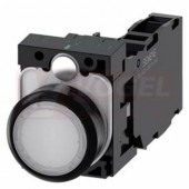 3SU1102-0AB60-1FA0 tlačítko, osvětlené, 22 mm, kulaté, plast, bílá, 1 NO + 1 NC, AC/DC 24V