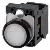3SU1102-0AB60-3BA0 tlačítko, osvětlené, 22 mm, kulaté, plast, bílá, pružinové svorky 1 NO, AC/DC 24V