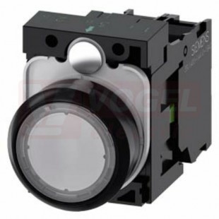 3SU1102-0AB70-1BA0 tlačítko, osvětlené, 22 mm, kulaté, plast, čirá, s nízkým hmatníkem, 1 NO, AC/DC 24V