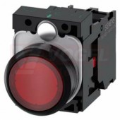 3SU1102-0AB20-1CA0 tlačítko, osvětlené, 22 mm, kulaté, plast, červená, s nízkým hmatníkem, 1 NC, AC/DC 24V