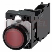 3SU1102-0AB20-3FA0 tlačítko, osvětlené, 22 mm, kulaté, plast, červená, pružinové svorky 1 NO + 1 NC, AC/DC 24V