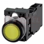 3SU1102-0AB30-1FA0 tlačítko, osvětlené, 22 mm, kulaté, plast, žlutá, 1 NO + 1 NC, AC/DC 24V