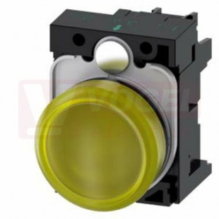 3SU1103-6AA30-1AA0 signálka 22 mm, kulatá, plast, žlutá barva, čočka, hladká, šroubová svorka, AC110V