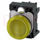 3SU1103-6AA30-1AA0 signálka 22 mm, kulatá, plast, žlutá barva, čočka, hladká, šroubová svorka, AC110V