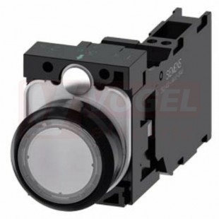 3SU1102-0AB70-3FA0 tlačítko, osvětlené, 22 mm, kulaté, plast, čirá, pružinové svorky 1 NO + 1 NC, AC/DC 24V