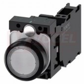 3SU1102-0AB70-3FA0 tlačítko, osvětlené, 22 mm, kulaté, plast, čirá, pružinové svorky 1 NO + 1 NC, AC/DC 24V