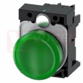 3SU1102-6AA40-1AA0 signálka 22 mm, kulatá, plast, zelená, čočka, hladká, šroubová svorka, AC/DC 24V